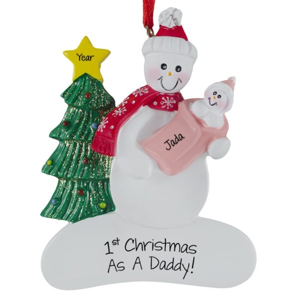 Dad's 1ST Christmas Snowman + Baby GIRL Ornament