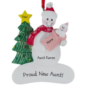 First Christmas As An AUNT Snowman + Baby GIRL Ornament