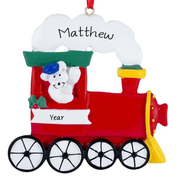 Personalized Train & Polar Bear Conductor Ornament