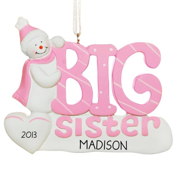 Big Sister PINK Dotted Letters Personalized Ornament