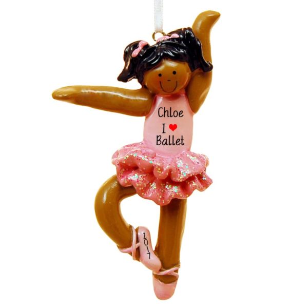 Personalized African American Ballerina Wearing Tutu Ornament