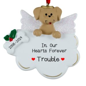 Personalized TAN DOG ANGEL On Cloud Ornament