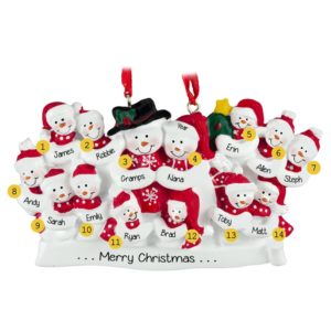 Personalized Snow Family Of 14 Christmas Ornament