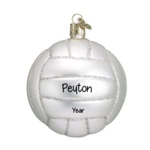 Glass Volleyball Glittered Personalized Christmas Ornament