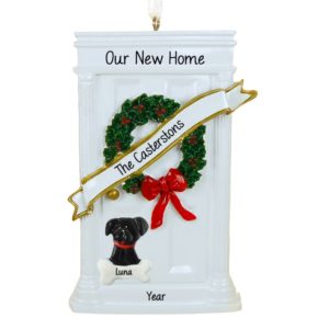 Image of White Door With Glittered Wreath + DOG Ornament
