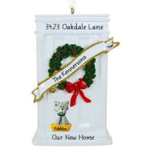 Image of New Home WHITE Door + CAT Christmas Ornament