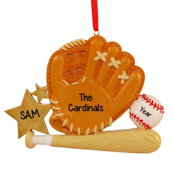 Image of Personalized Baseball Glove, Bat & Ball Ornament
