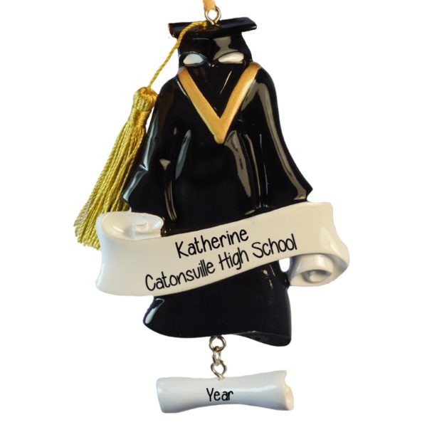 Image of Graduation Cap & Gown Dangling Diploma Ornament