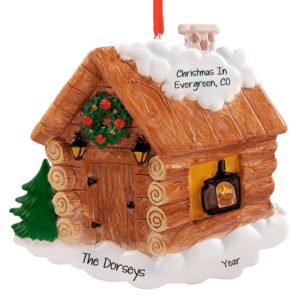 Image of Log Cabin Home Personalized Christmas Ornament