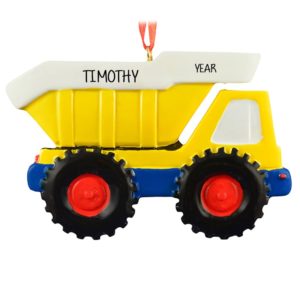 Image of Personalized YELLOW Dump Truck Christmas Ornament