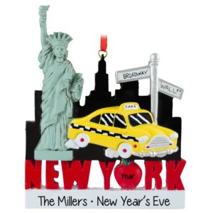 Personalized New York Taxi Cab & Statue Of Liberty Ornament