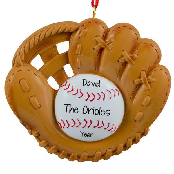 Image of Baseball Team Glove With Ball Personalized Ornament