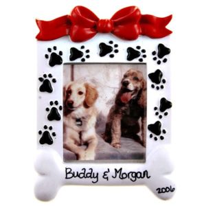 Personalized Dog Picture Frame Ornament Easel Back