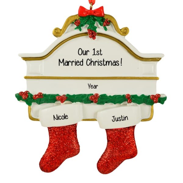 Our First Married Christmas Ornament Mantle STOCKINGS