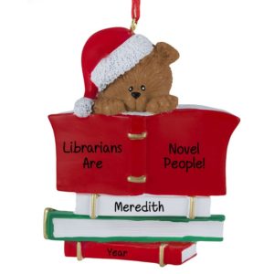 Image of Librarians Are Novel People Bear Holding Book Ornament