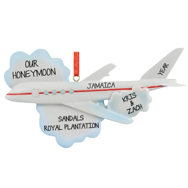 Personalized Honeymoon Airplane Christmas Ornament