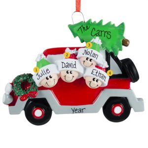Image of Personalized Car Family Of 4 Christmas Ornament