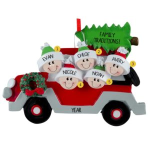 Image of Car With 5 Heads Personalized Christmas Ornament