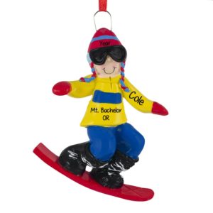BOY Snowboarding On RED Board Personalized Ornament