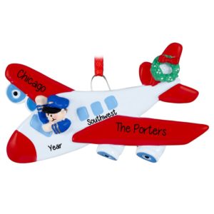Airplane With Pilot Personalized Christmas Ornament