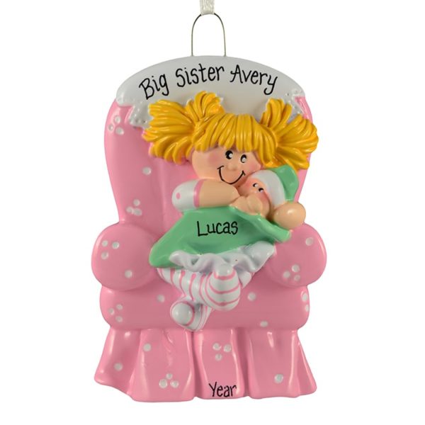 Big Sister In Pink Chair Ornament BLONDE