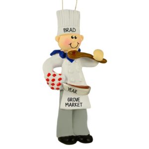 MALE Chef Holding Spoon Personalized Ornament