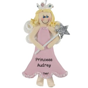 Princess In PINK Dress Holding Wand Ornament BLONDE