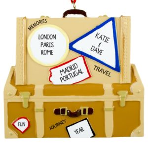 Personalized Travel In Europe Suitcase Christmas Ornament