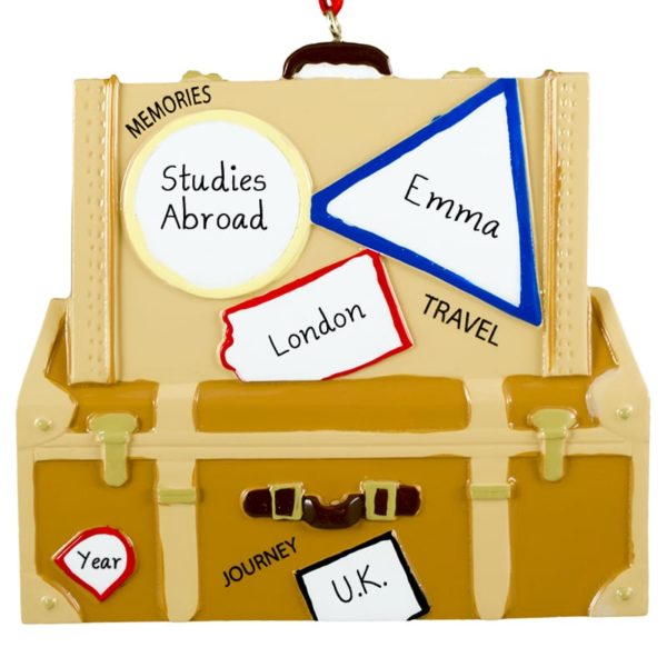 Personalized Studying Abroad Travel Suitcase Souvenir Ornament