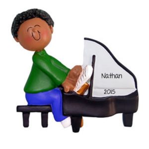 Male Playing The Piano Personalized Ornament AFRICAN AMERICAN