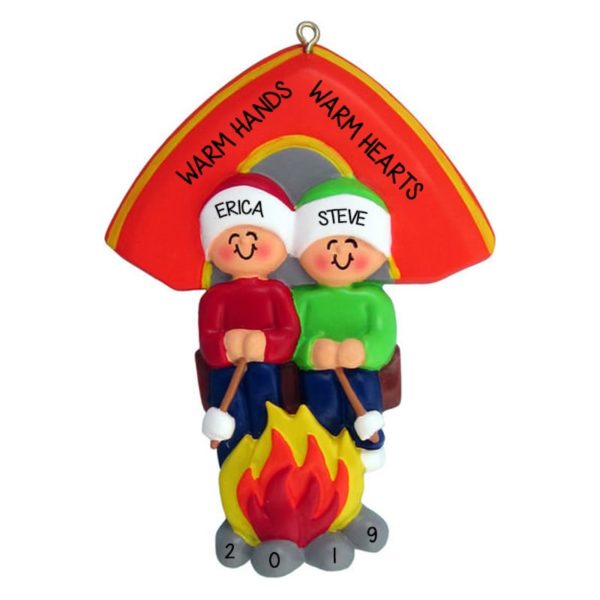 Image of Camping Couple Roasting Marshmallows Personalized Ornament