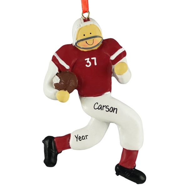 Football Player Wearing  MAROON And WHITE Uniform Ornament