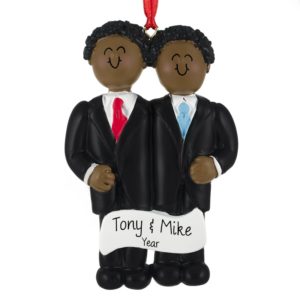 Personalized Two AFRICAN AMERICAN Men Just Married Ornament