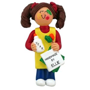 Personalized Arts & Crafts Projects LIttle GIRL Ornament BRUNETTE