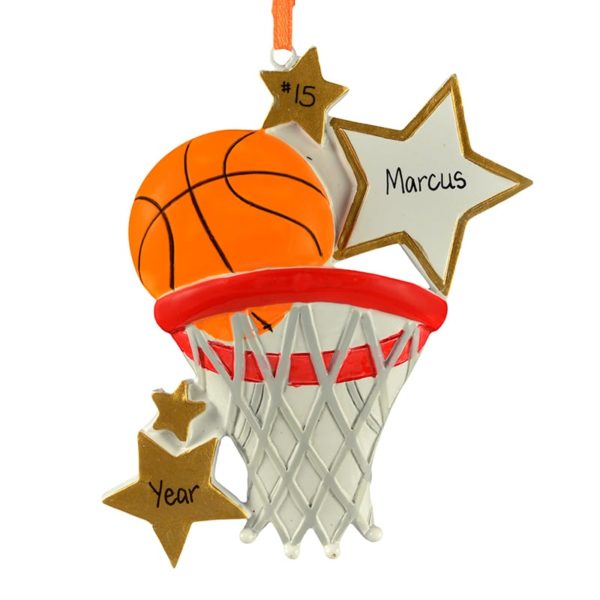 Basketball Net And Stars Personalized Christmas Ornament