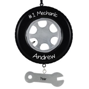 Personalized #1 Mechanic 2 Piece Dangling Wrench Ornament