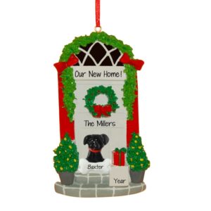 New Home + DOG WHITE Door Christmas Ornament