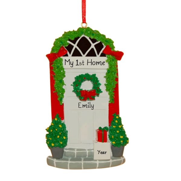 My First Home Christmasy Door Personalized Ornament