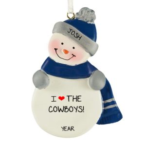 Dallas Cowboys BLUE And SILVER Snowman Ornament