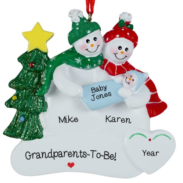 Soon To Be Grandparents Holding Baby Boy Personalized Ornament
