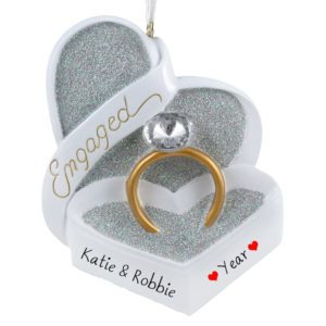 Engagement Ring In White Box Personalized Ornament