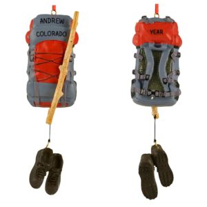 Personalized Hiking Backpack 2-Sided Dangling Boots Ornament