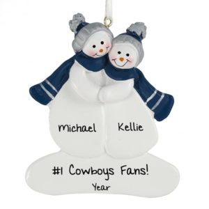 Image of Dallas Cowboys Snow Couple NAVY & SILVER Ornament