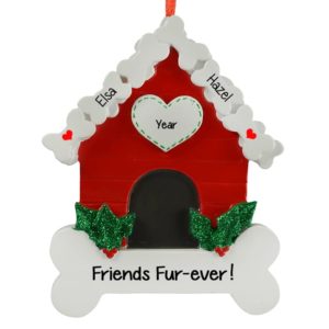 Image of Two Dogs In Dog Bone House Ornament