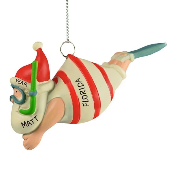 Snorkeling Santa Personalized Christmas Ornament