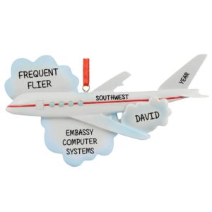 Frequent Flier Airplane Personalized Christmas Ornament