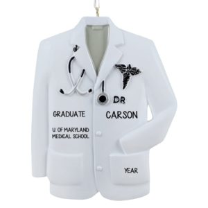 Graduation Medical School Coat, Stethoscope & Caduceus Ornament