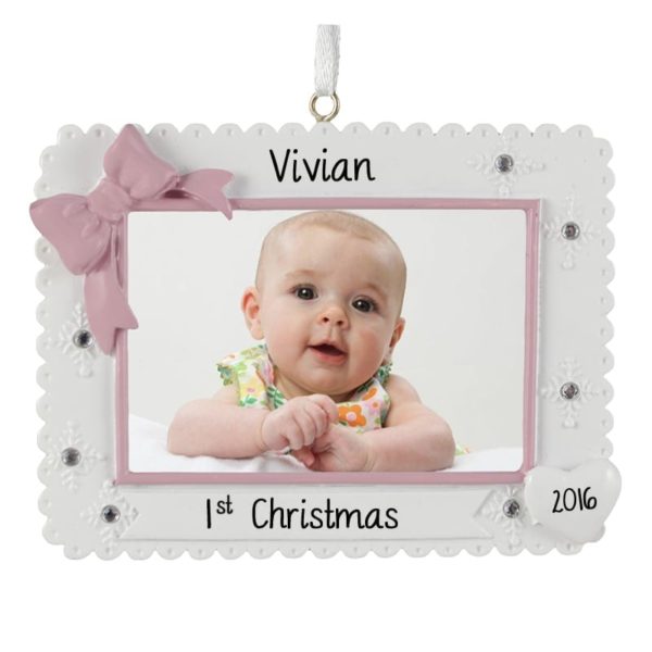 Baby Girl's 1ST Christmas Scalloped Photo Frame Ornament