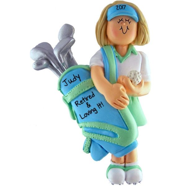Image of Retired Female Golfer Personalized Ornament BLONDE