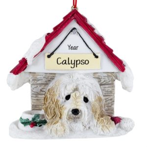 GOLDENDOODLE In Doghouse Personalized MAGNET And Ornament